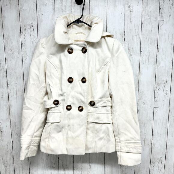 Vintage Pink Envelope Coat Women Size Small Cream Collared Button Front Peacoat - Picture 1 of 8